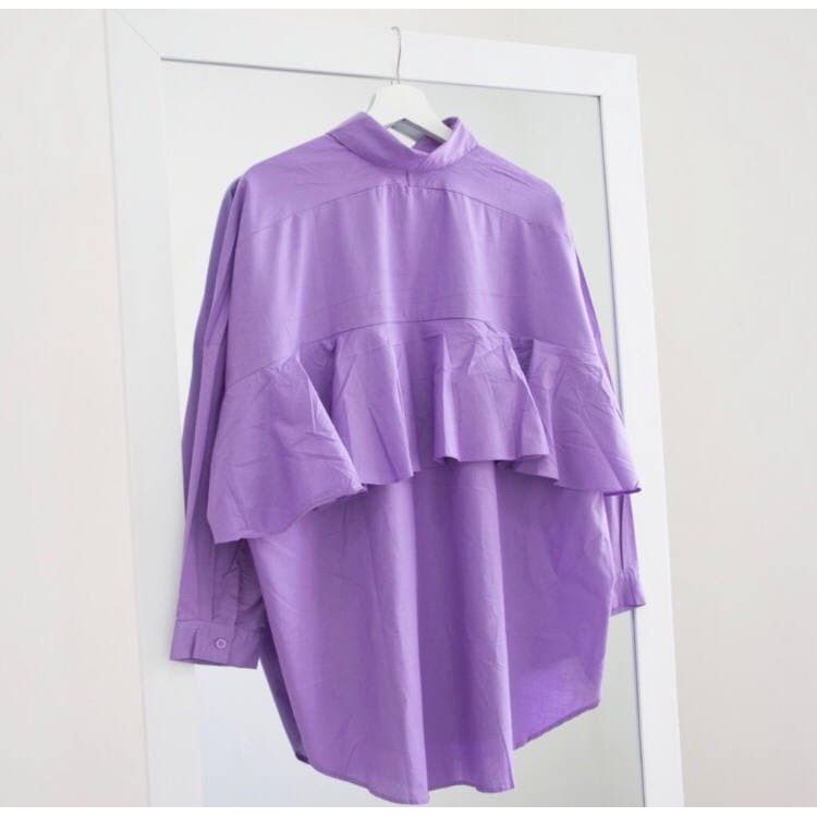 SEYHA - NINY KEMEJA REMPLE BLOUSE WANITA SHIRT PUTIH KEMEJA Lengan Panjang-2