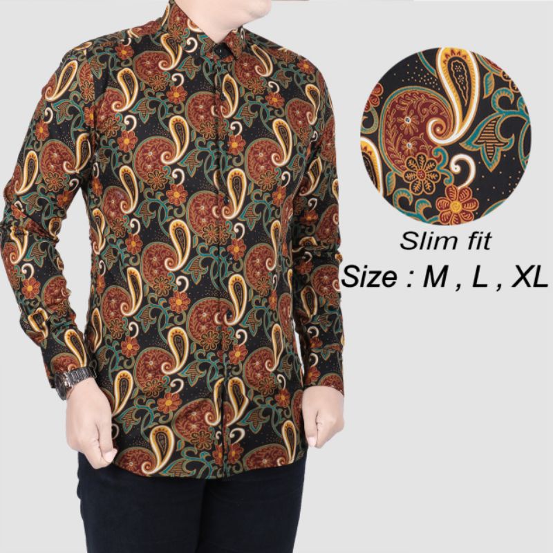 LBL 916 LUIGI BATIK PRIA SLIMFIT LENGAN PANJANG