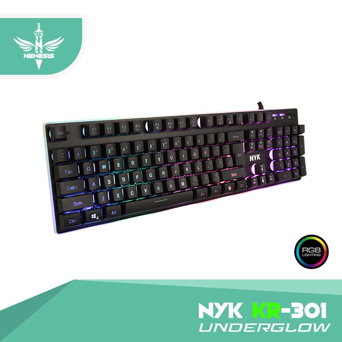 Keyboard Gaming NYK KR-301 Underglow RGB Metal Plate