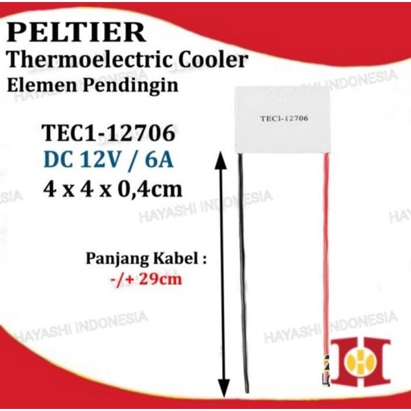 Peltier TEC TEC1 12706 Thermoelectric Elemen Keramik Panas Dingin 12V