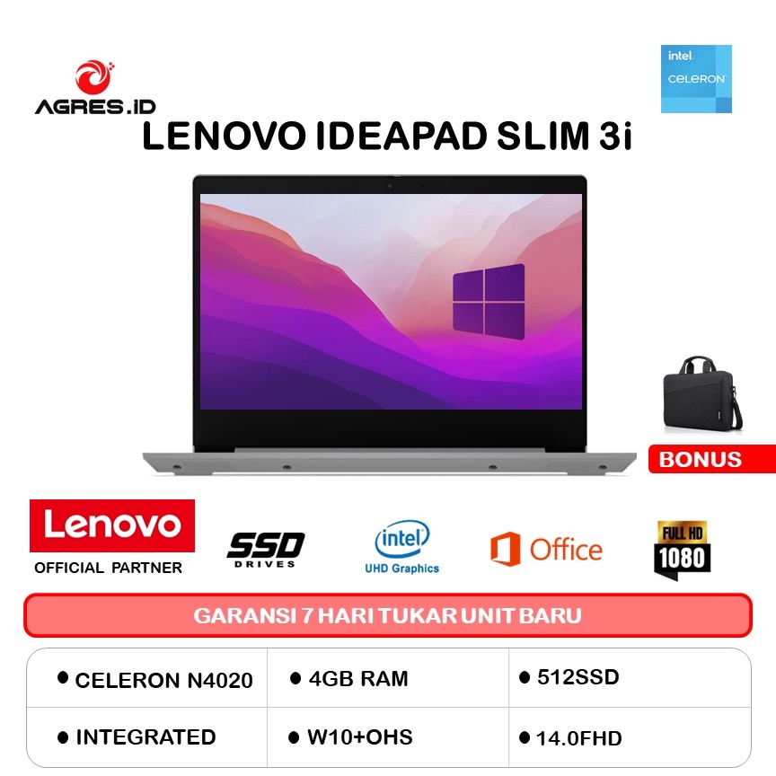 lenovo ideapad slim 3i 14   n4020 4gb 512ssd w10 ohs 14fhd  4mid