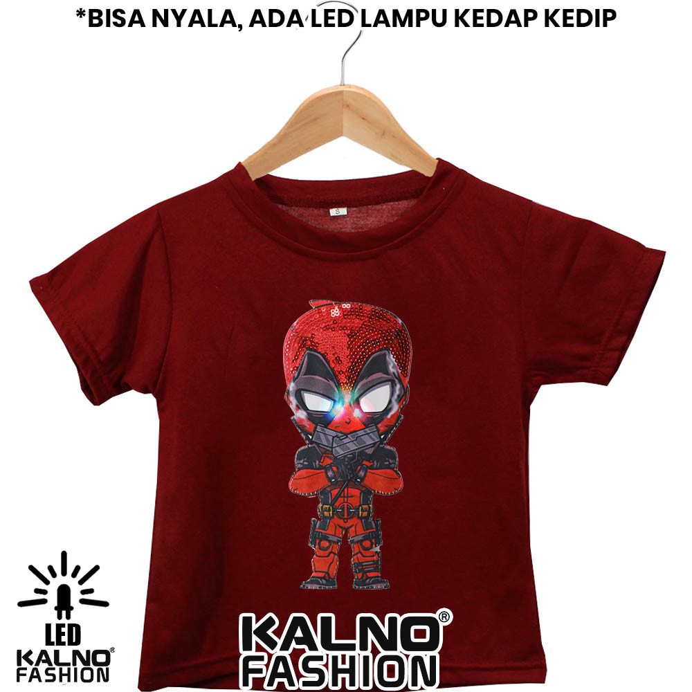 kaos baju anak DADPOOL 1 LED umur 1 - 7 tahun bisa nyala - random karakter dadpool KAOS LED KAOS NYA