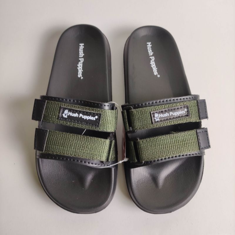 Sandal strap/Velcro pria hush puppies hitam strap hijau