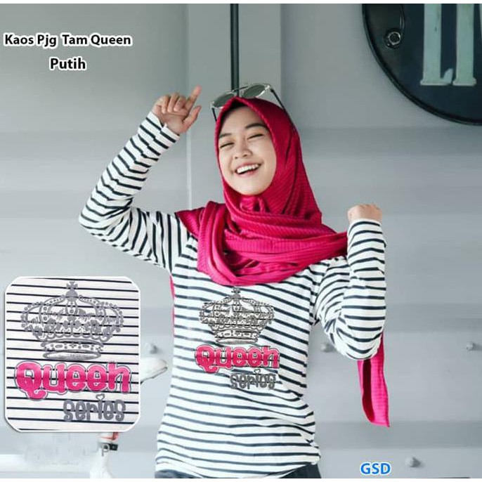 Kaos Panjang Tam Queen Puti/Atasan Blus Hijab/Blouse Muslim/Kaos Hijab