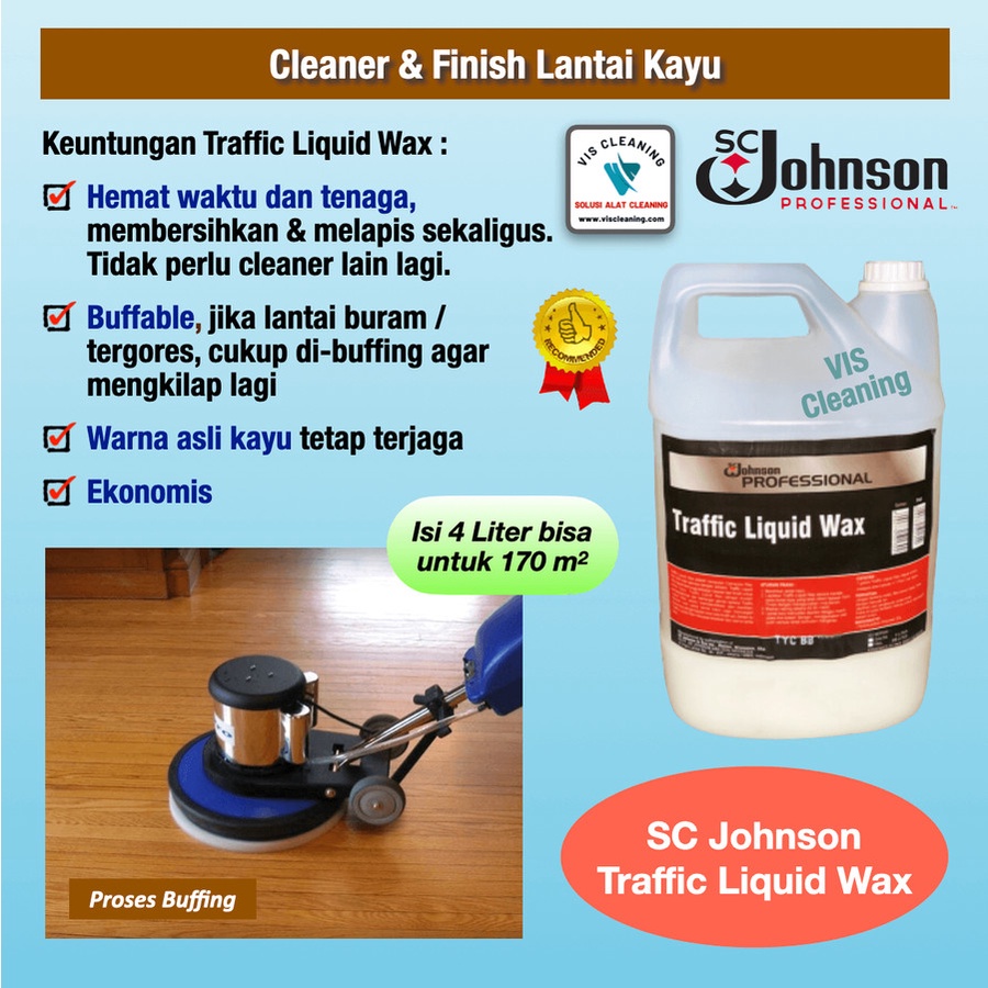 SC Johnson Traffic Liquid Wax - Finish &amp; Pembersih Lantai Kayu 4 L