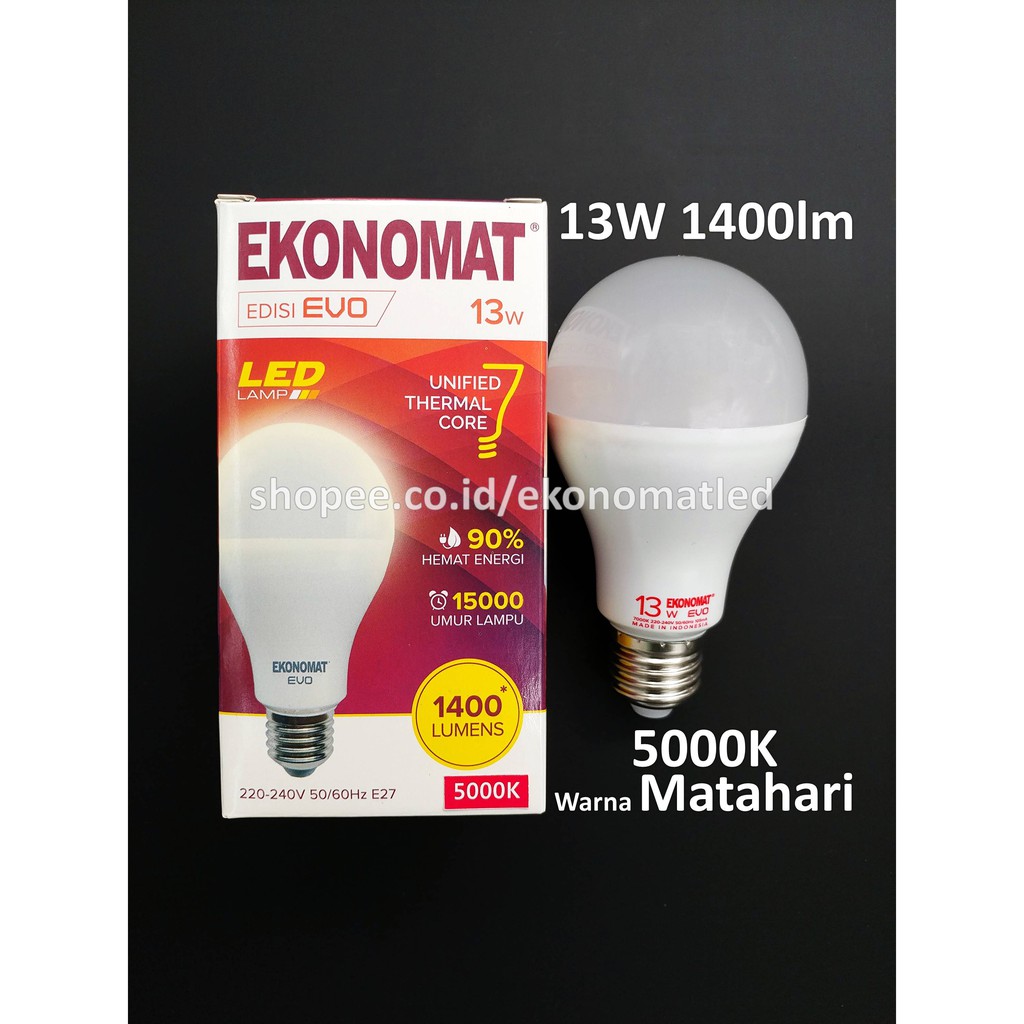 Ekonomat EVO 13W Warna Matahari 5000K Lampu LED 13 W 13 Watt 13Watt Bohlam