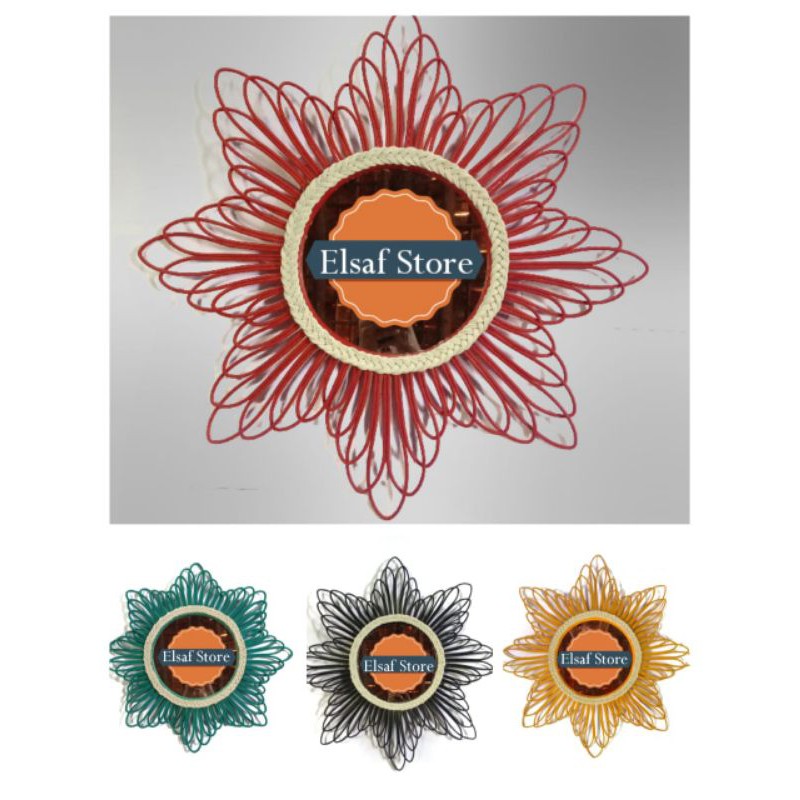 cermin aesthetic/cermin dinding/aesthetic decor/kaca rotan sintetis 65cm (PACKING AMAN)