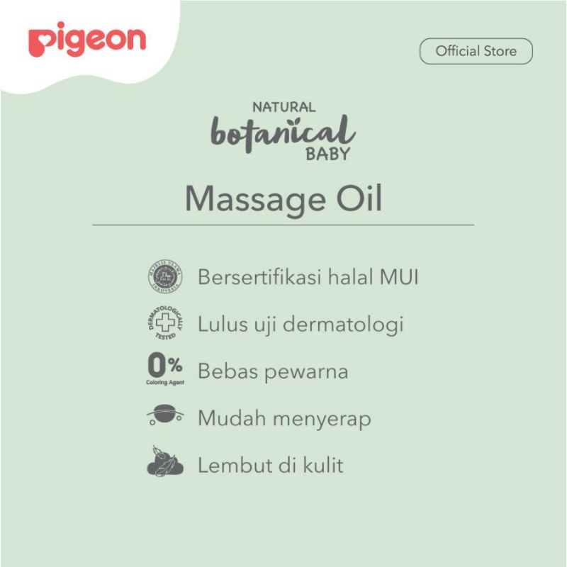 Pigeon Natural Botanical Massage Baby Oil Minyak Pijat Bayi Mulai Newborn Alami