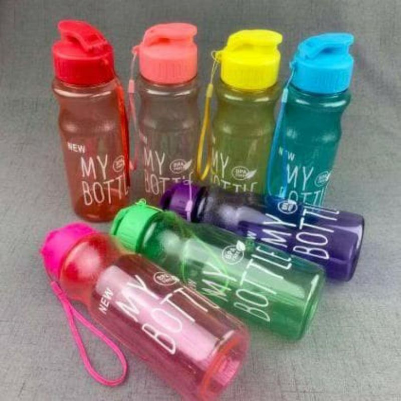 Botol bekal air minum my bottle tali klik BPA Free botol olahraga sekolah wisata transparan 500ml