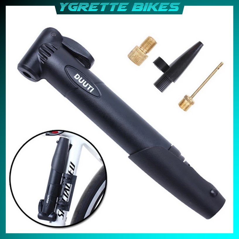 YGRETTE - TAFFSPORT DUUTI Pompa Angin Ban Sepeda Portable - PP-05 - Black Bicycle Pump Tire