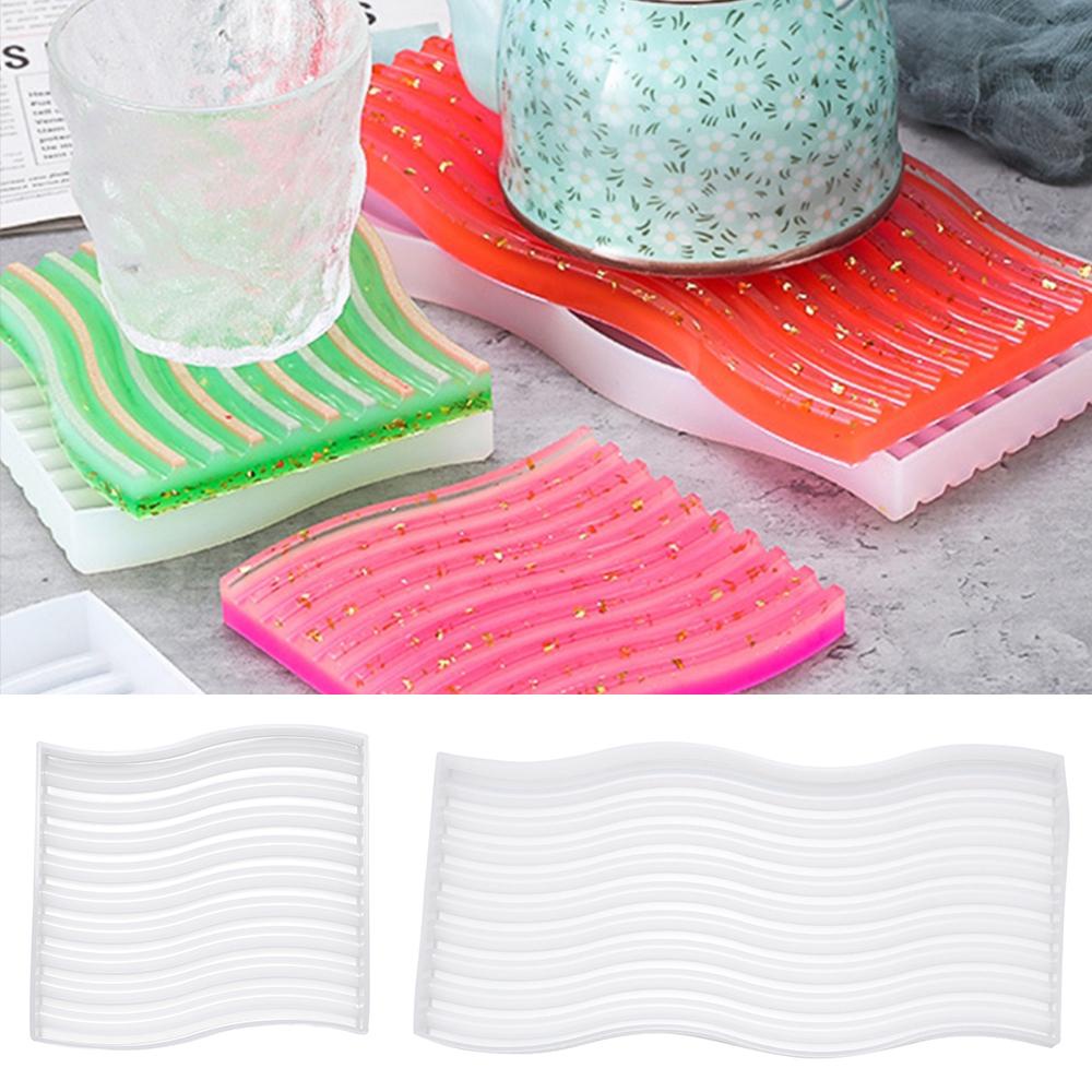 Solighter Cetakan Resin Dekorasi Rumah Holder Crystal Wave Coaster