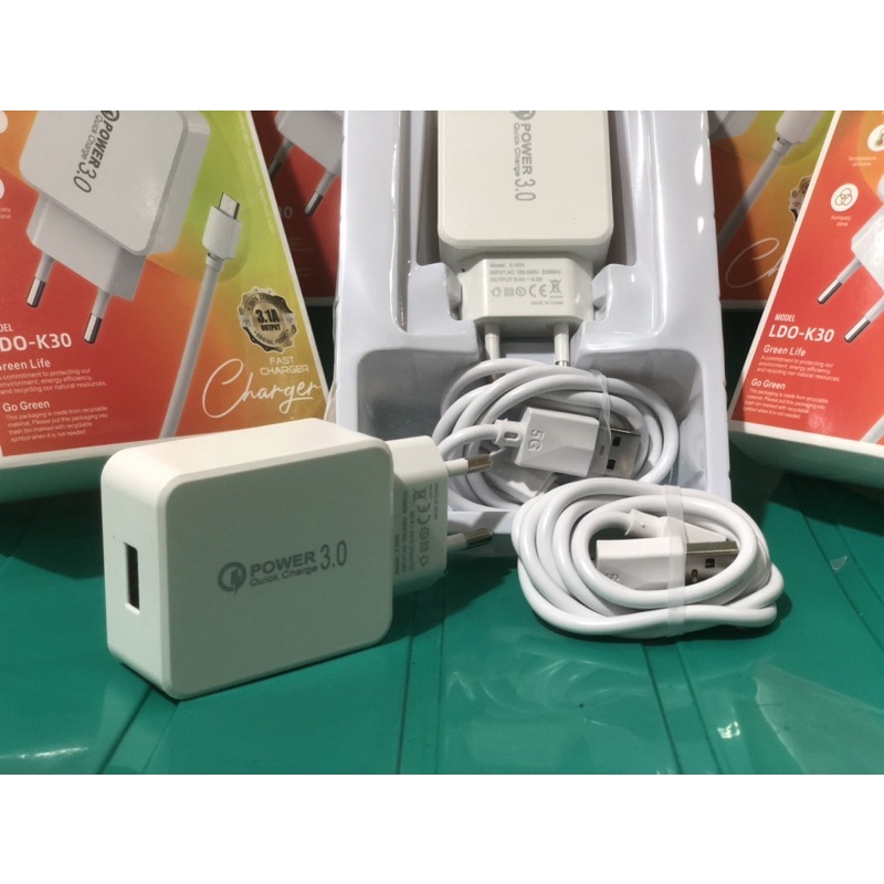 Murah Fast charging Charger original K-30 3.1A Micro usb dan Tipe c