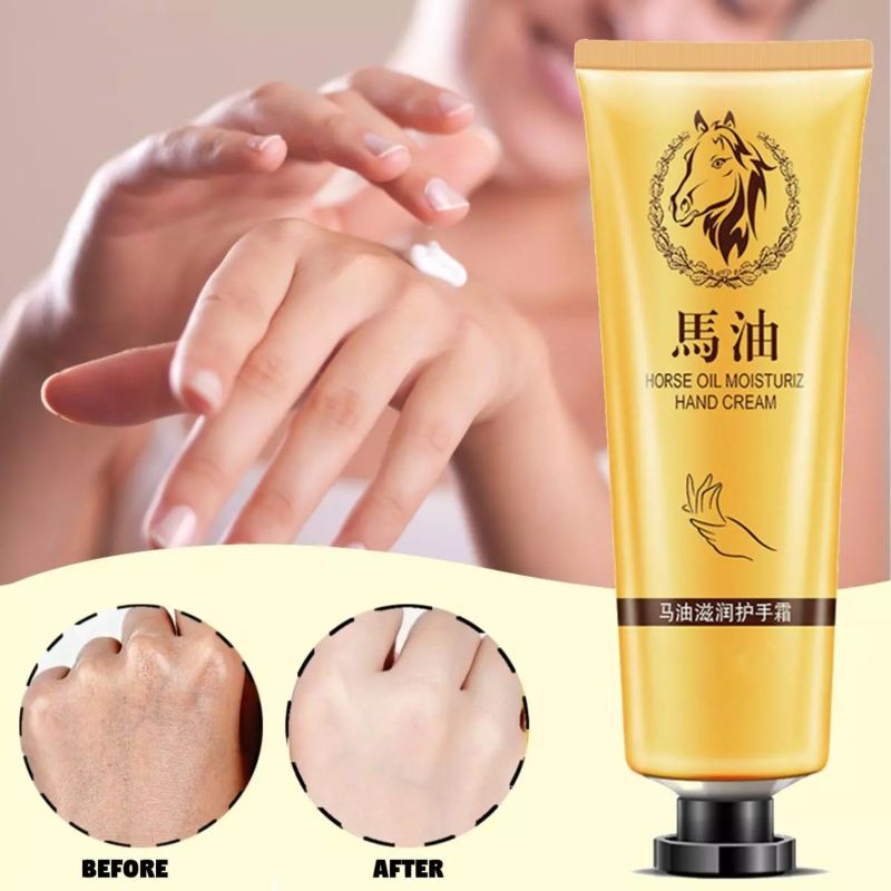 Images Horse Oil Hand Cream / Krim Melembabkan Kulit Tangan Kaki Kering Kasar &amp; Tumit Pecah-Pecah / Hand Cream Anti Aging Mencegah Keriput / Krim Perawatan Kulit Tangan Kaki Kering &amp; Pecah-Pecah /Lotion Pelembab Kulit Tangan &amp; Kaki /Krim Mencerahkan Kulit