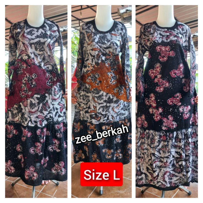 gamis batik Tuban, kain kaos katun, tebal adem