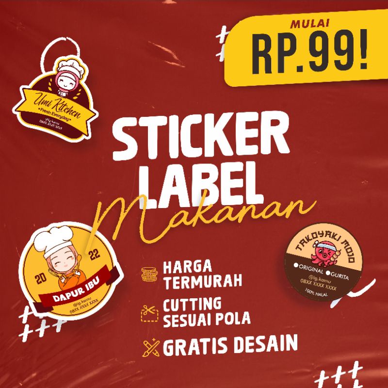 

Label Stiker Makanan Snack Camilan Print Cut 5 cm Gratis Desain Termurah