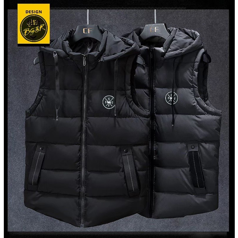 Jaket rompi pria  Rompi anti angin Rompi motor Jaket pria Jaket parasut Rompi anti air Rompi Hitam