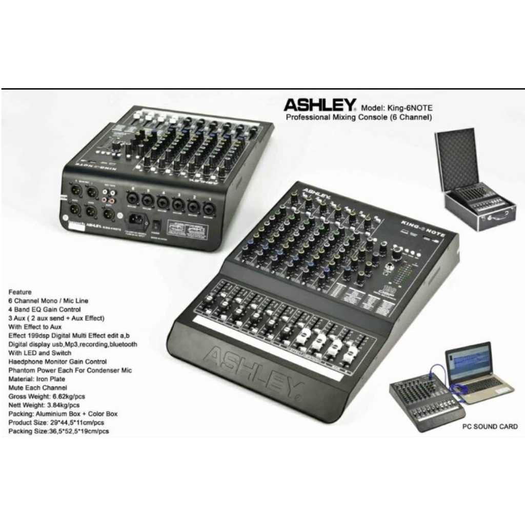 MIXER AUDIO ASHLEY KING6 NOTE/KING 6NOTE 6CH USB- BLUETOOTH- SOUNDCARD