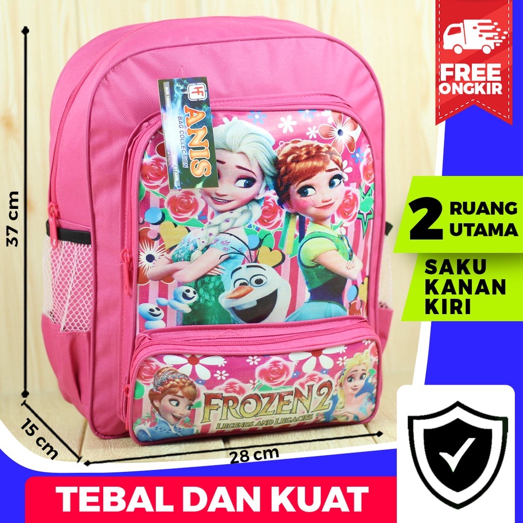 Tas Ransel Anak Cewek Gambar Kartun Frozen Lucu Tas Sekolah PAUD TK SD Keren Terbaru Berkualitas