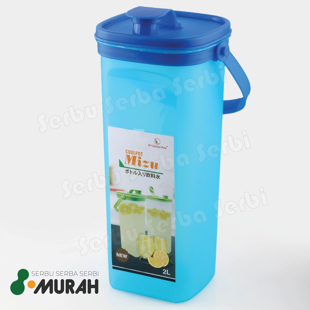 SERBU MURAH - Botol Minum Air Kulkas 2 Liter - Cool Pot MIZU 2 Liter Tutup Dengan Gagang - Botol Air-5