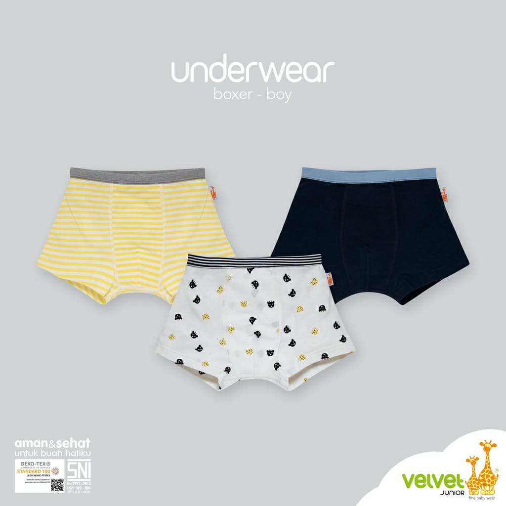 Velvet Junior Boxer Briefs Boy - Celana Dalam Anak Laki Laki Mix Motif Random