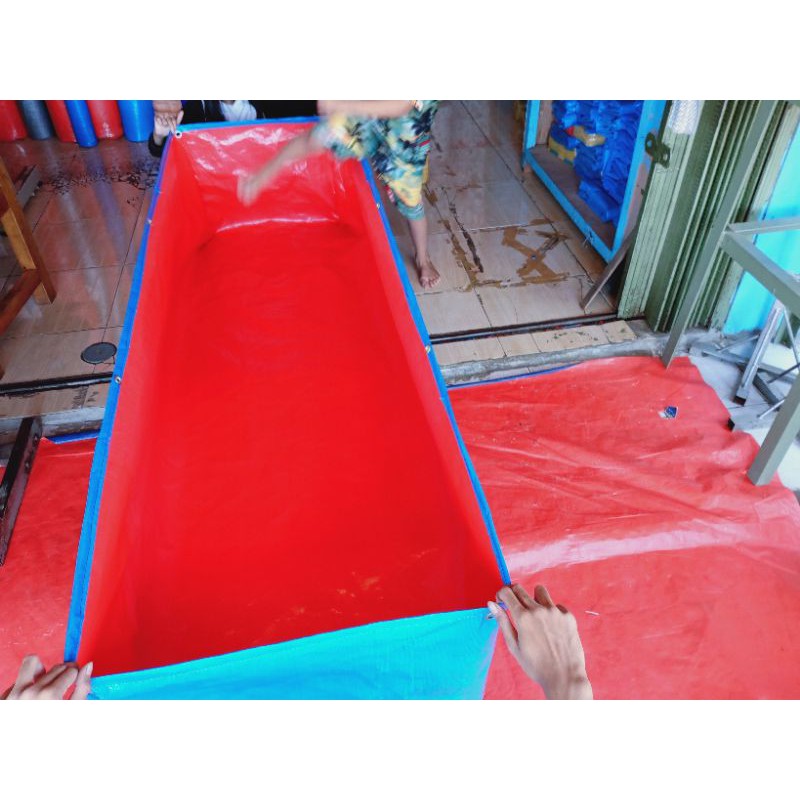 terpal kolam ikan bentuk kotak TYPE A12 kualitas terbaik ukuran panjang 150 lebar 50 tinggi 50