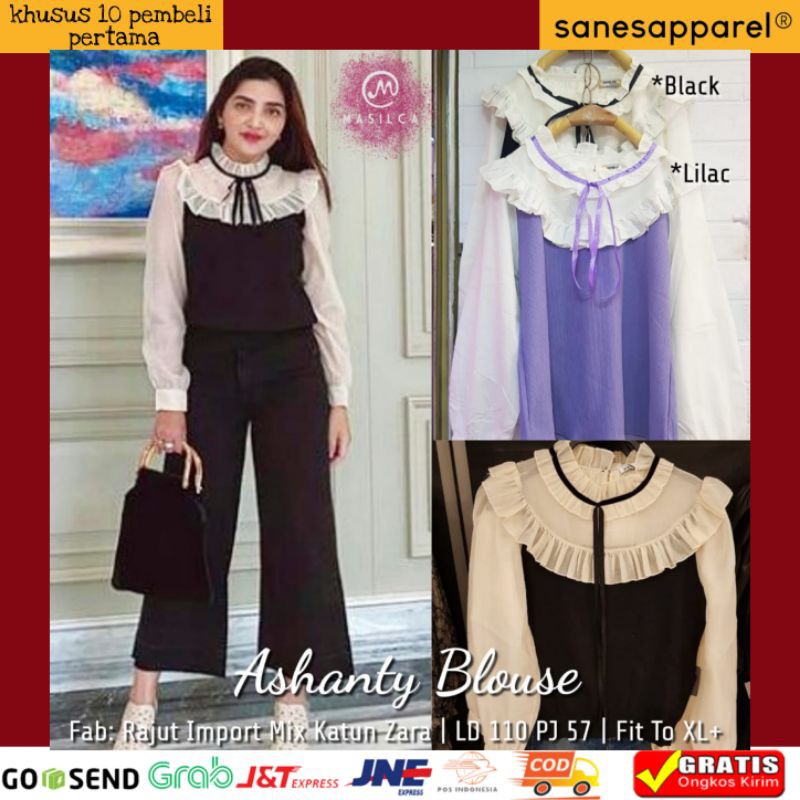 (COD) Ashanty blouse rajut import mix katun zara atasan wanita buat cewek tampil keren Masilca