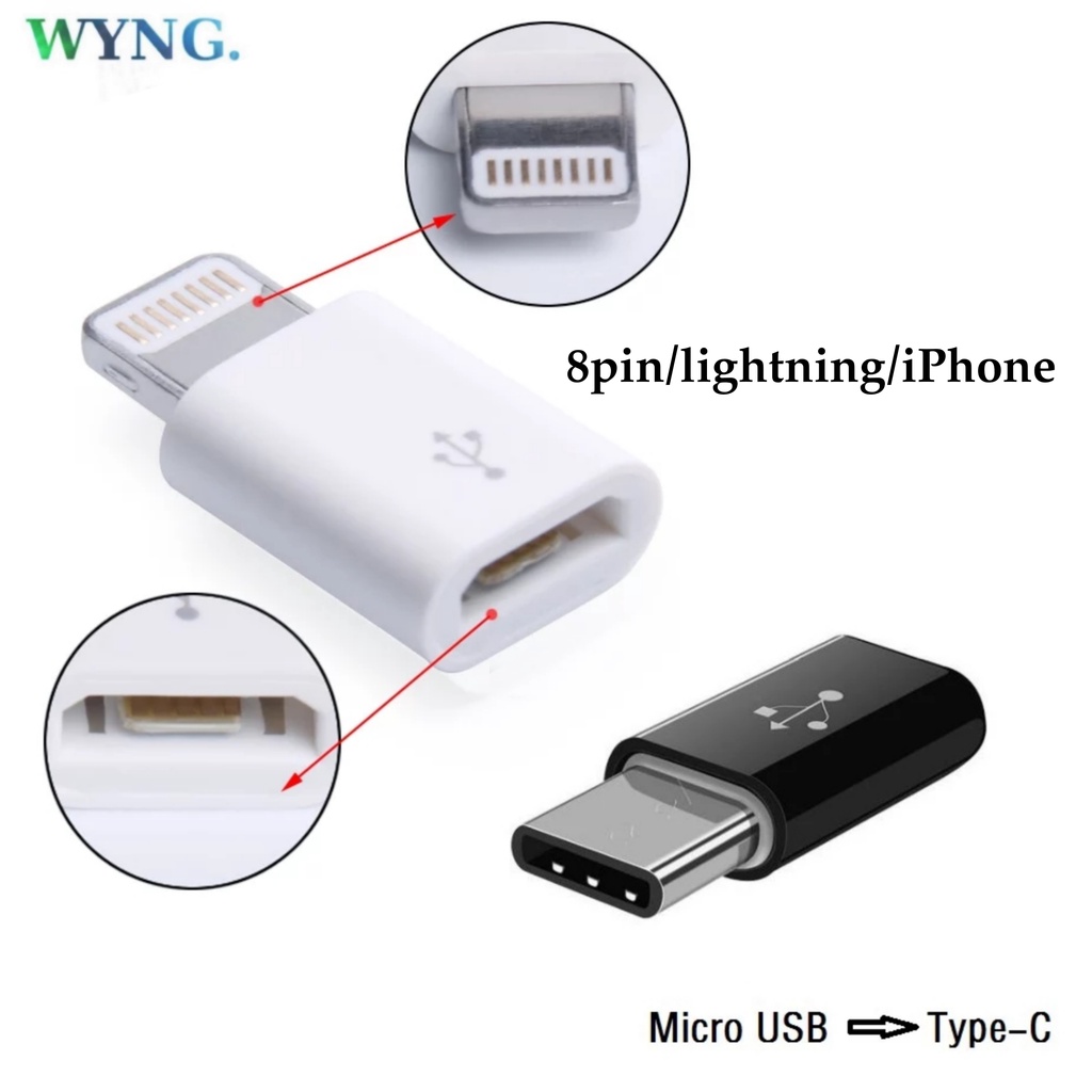 Micro USB ke Type-C iPhone Lightning 8pin Adapter Mobile Phone Adapter Sambungan OTG MicroUSB ke USB