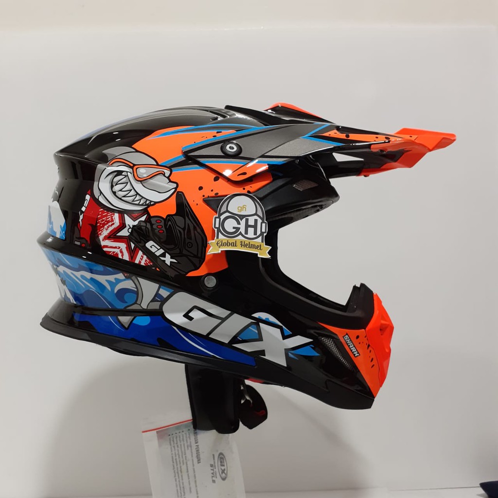 HELM CROSS GIX CROSS MOTIF SHARK BLACK ORANGE BLUE JPX CROSS