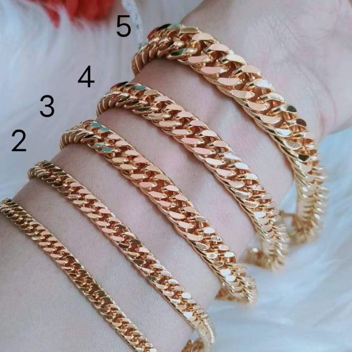 Best Seller.. (TERLENGKAP) GELANG RANTAI PRIA WANITA LAPIS EMAS 18K