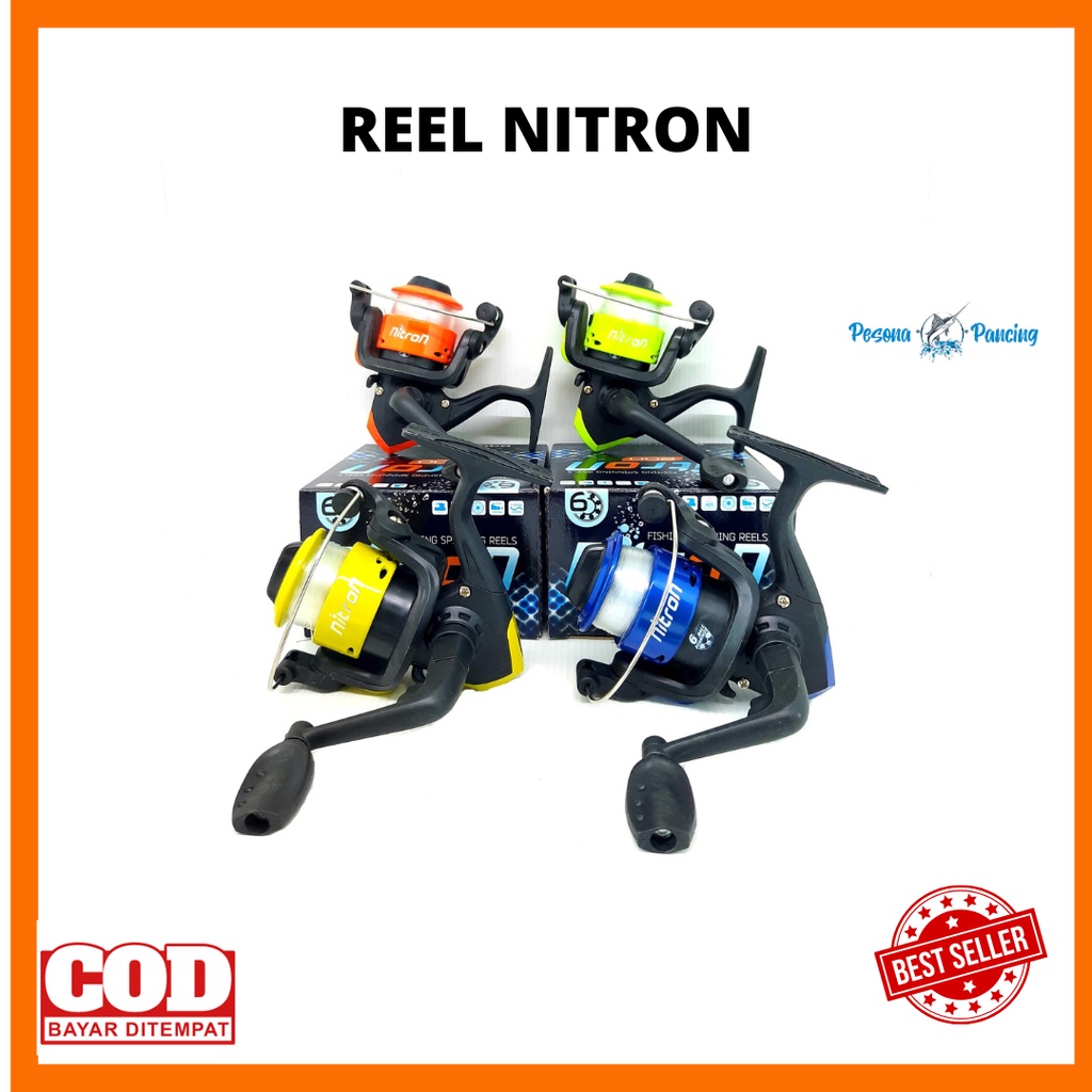 REEL SPINNING  NITRON 200  BODY MULUS SPOOL WARNA TRENDY  6 BEARINGS  KUALITAS IMPORT TERLARIS