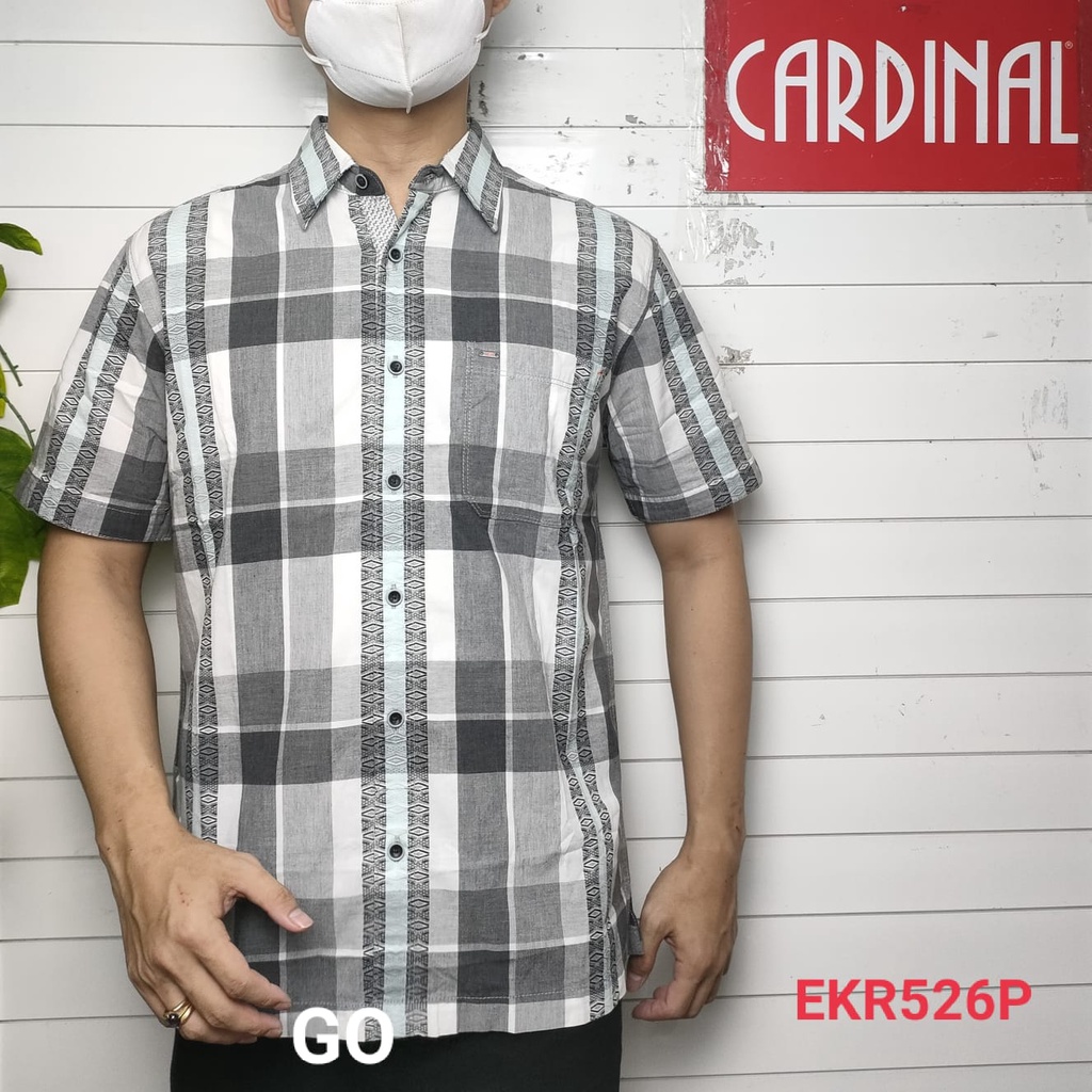 gof XR1 M CARDINAL KEMEJA CASUAL Pakaian Atasan Pria Kemeja Reguler Hem Casual Santai Lengan Pendek