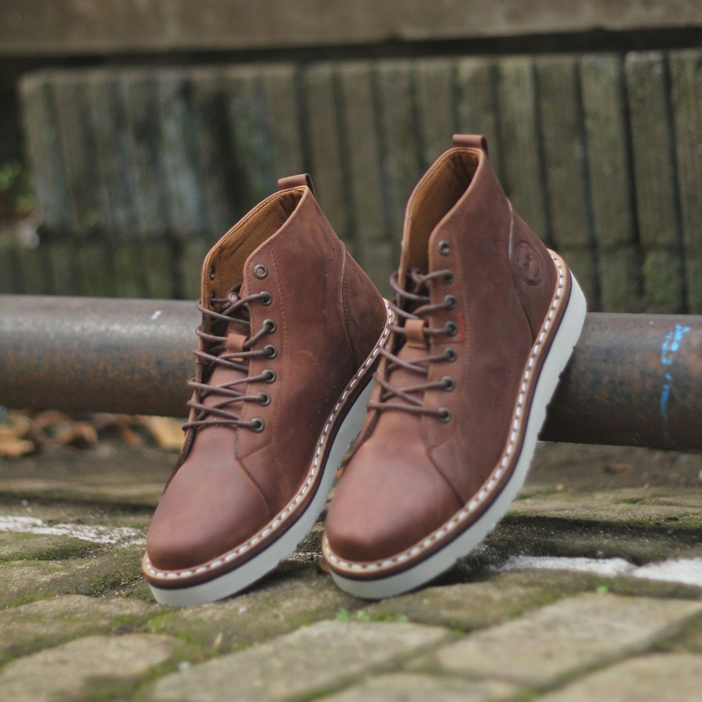 BRADLEYS FOOTWEAR - SEPATU BOOTS CASUAL COWOK KULIT ASLI CORDOVAN BROWN