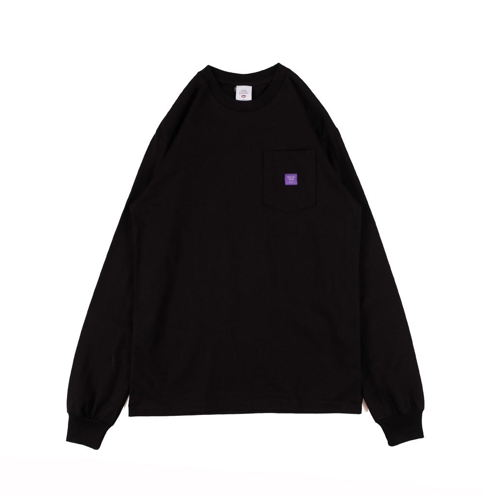 UNKL 347 - HC Fft Pocket Black Heavy Cotton Long sleeve T-Shirt