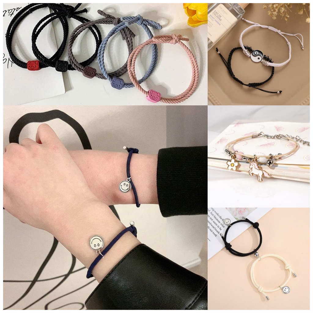 【Ready stock&amp;COD】1pasang / 2 pcs Gelang tali couple magnet Gelang magnet sahabat Gelang Couple Tali Karet Desain Astronot Untuk Unisex best friend fashion murah modis