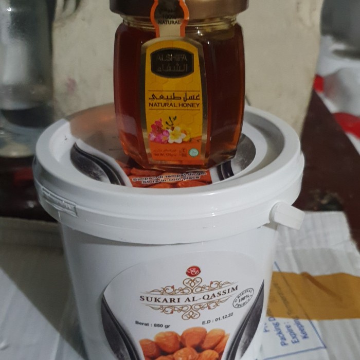 

paket murah kurma sukari ember+madu alshifa 125gr