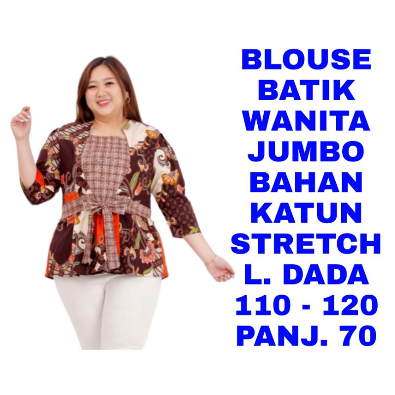 WK BLOUSE BATIK WANITA JUMBO BAJU ATASAN BIG SIZE FASHION KERJA PESTA
