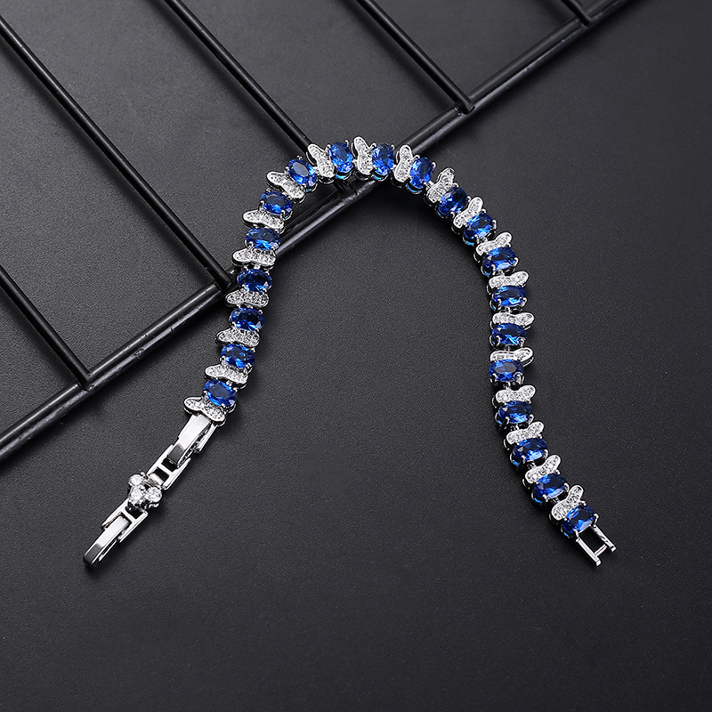 [Ready Stock]Fashion Luxury Micro-Inlaid Diamond Colored Gem Bracelet