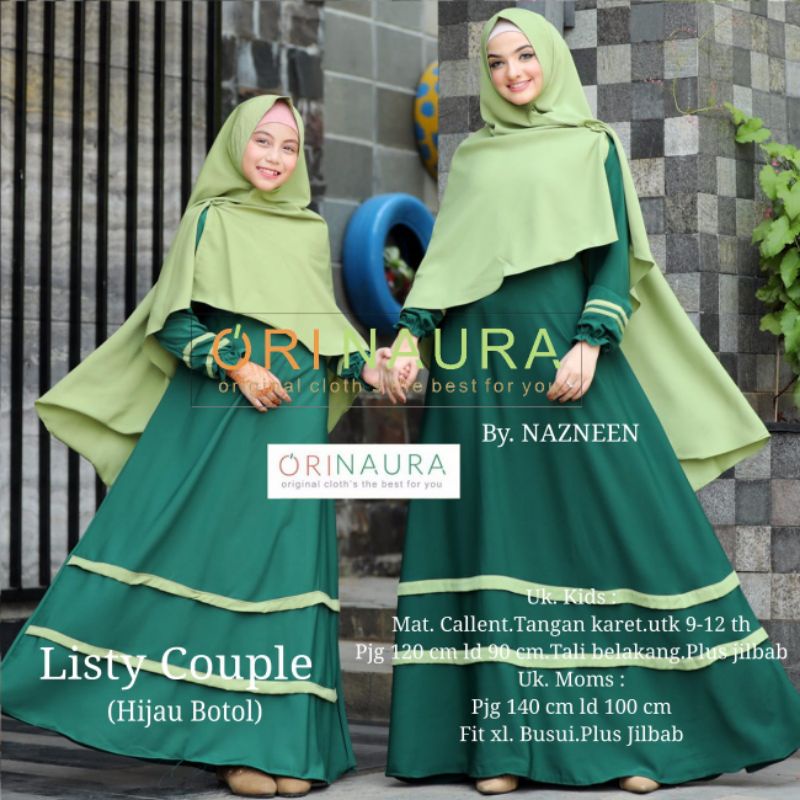 Gamis Couple Ibu dan Anak Perempuan Bahan Ceruti Full Motif Terbaru Lebaran