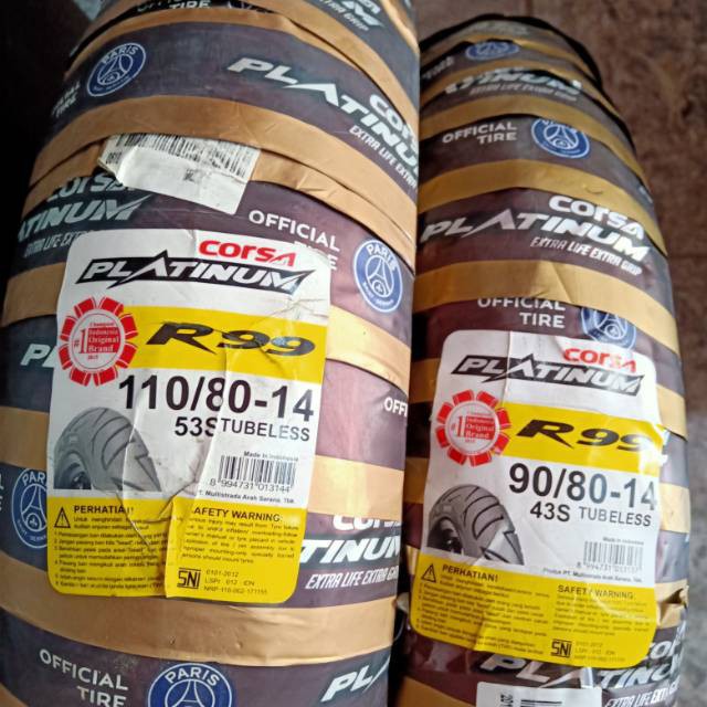 Sepaket Ban Corsa Platinum R99 90 80 110 80 Ring 14 Tubeless Matic