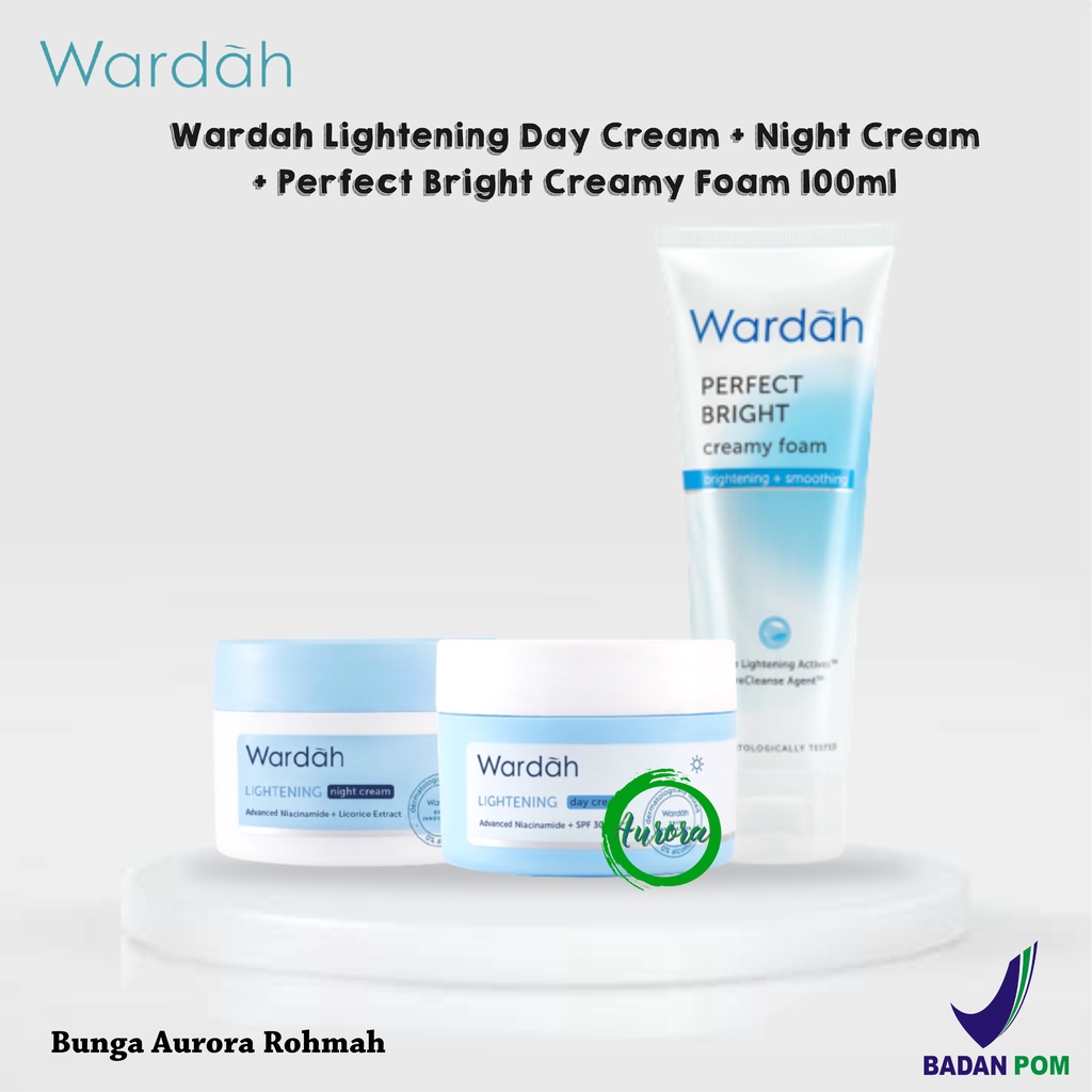 Paket WARDAH Lightening ( Day cream + Night Cream + Creamy Foam) - 3 Pcs | Wardah Lightening | Paket