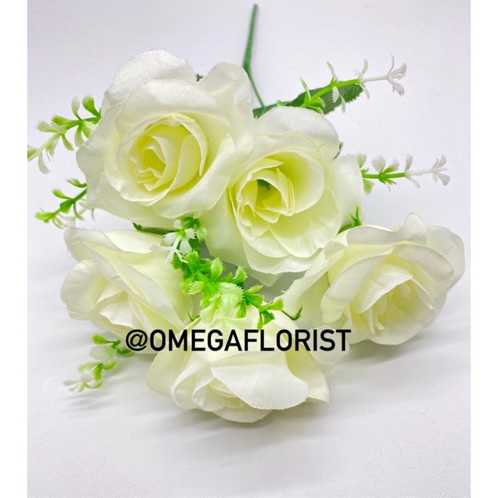 Bunga Rose OF Artificial Bunga Artificial/Bunga Plastik/Bunga Dekorasi/Dekorasi Pernikahan/Pernikahan-Putih Gading