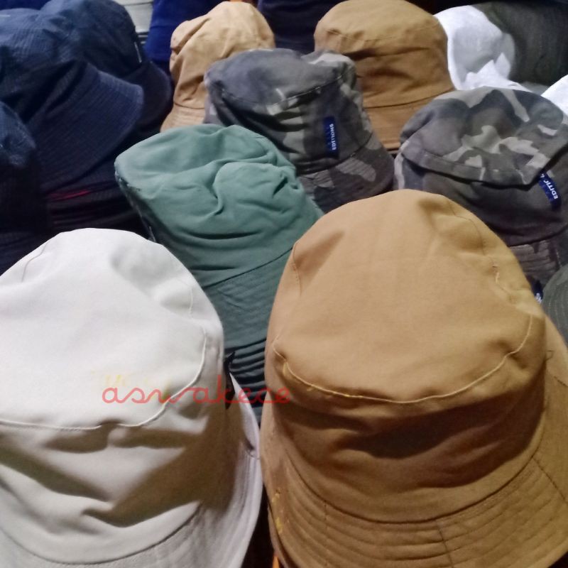 Topi Bucket Polos Warna Random