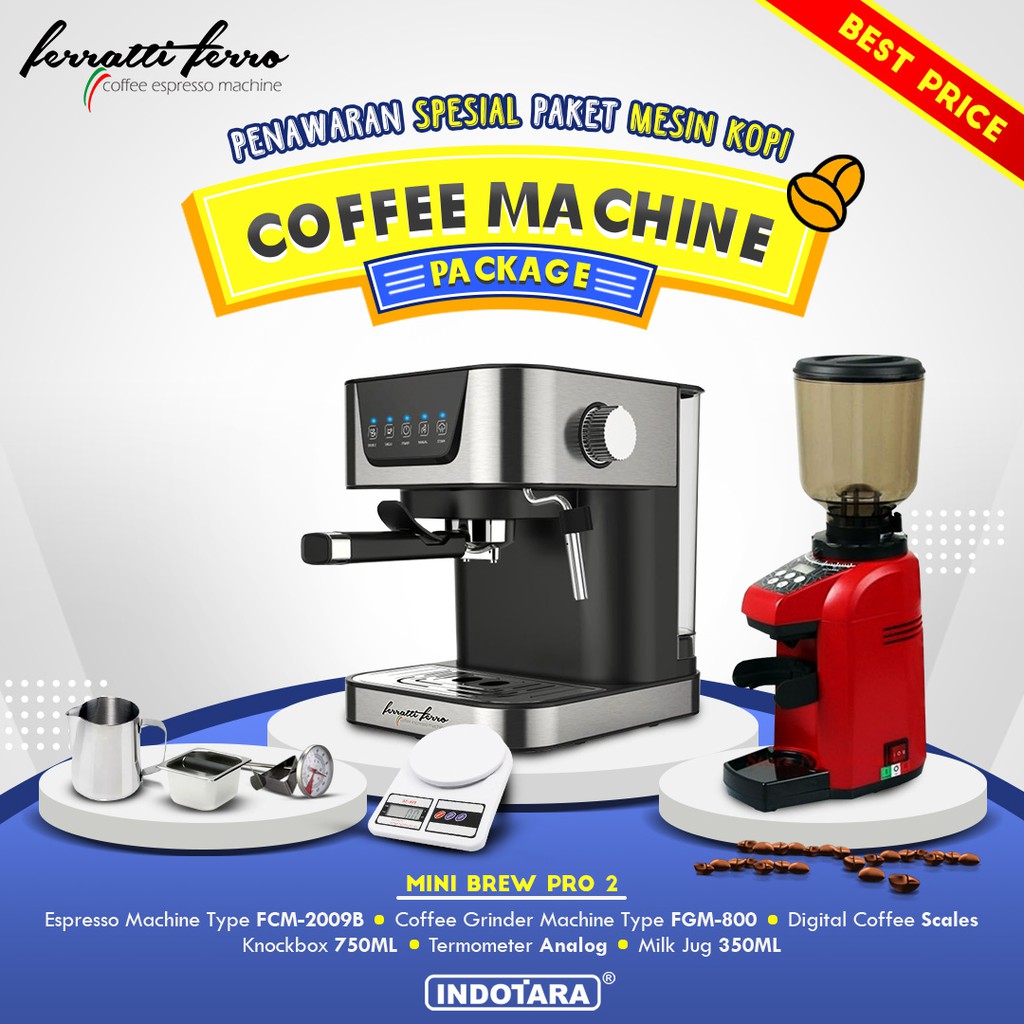 Paket mesin kopi Espresso Mini Brew Pro 1 - 2 - 3