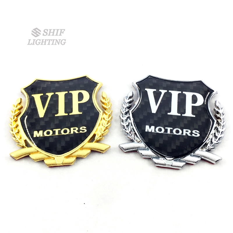 1pc Stiker Emblem Logo VIP Bahan Metal Carbon Fiber Untuk Dekorasi Mobil