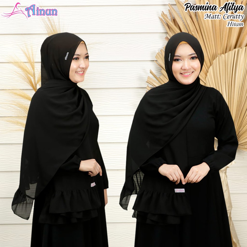 Pashmina Tali Afitya Ainun Hijab Pashmina Ceruty Polos