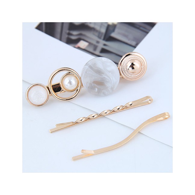 LRC Jepit Rambut Fashion Gold Metal Three-piece Hair Clip A5781X