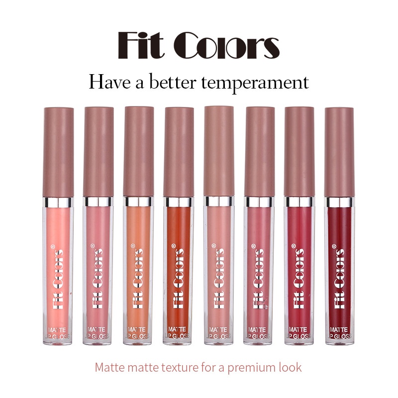 Fit Colors (COD) Matte Lip Cream Lipstick Long Lasting Lipstick Lip Gloss Melting Matte Lip Tint Waterproof And Drable Lipstick Cair Mate Boba Hanasui kosmetik