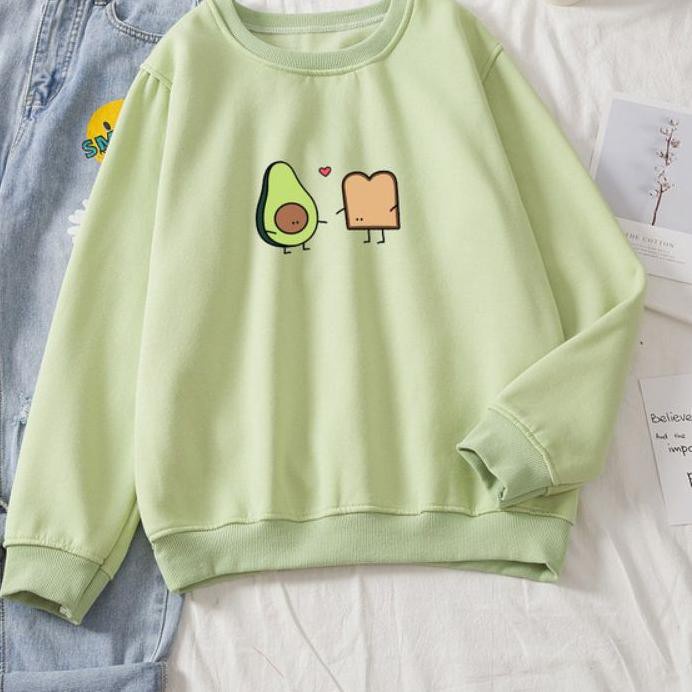 SWEATER WANITA AVOCADO AND BREAD /// ATASAN WANITA LUCU /// CREWNECK PREMIUM TEBAL KEKINIAN TERBARU''