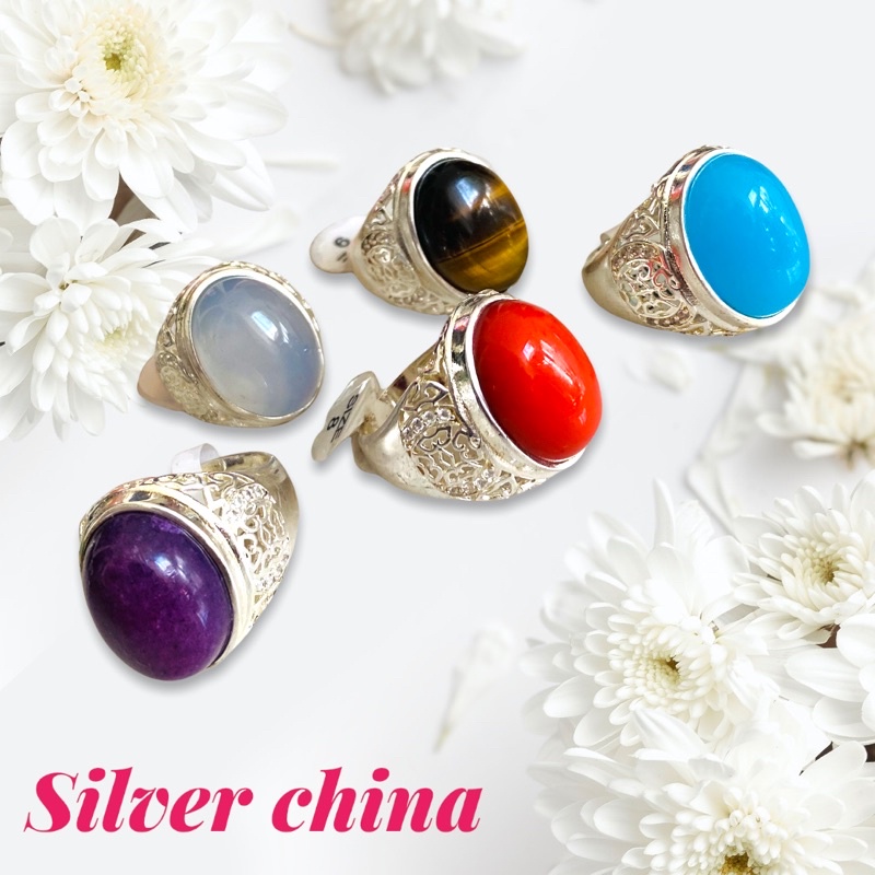 cincin cowok//cincin pria//cincin batu akik//silver china