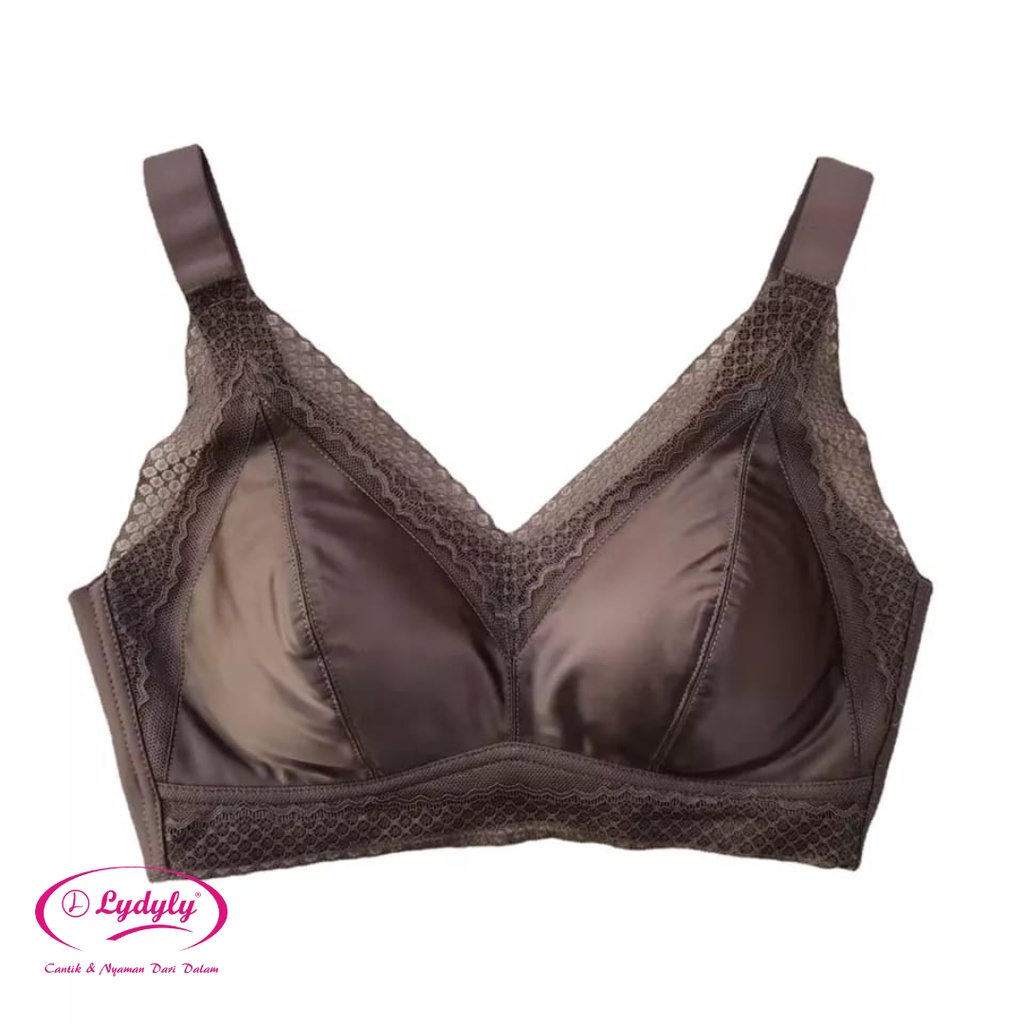 Lydyly - Premium Bra Renda Satin Sexy DD905 Jumbo Underwear Wanita BH 4 Kaitan Big Size Seamless